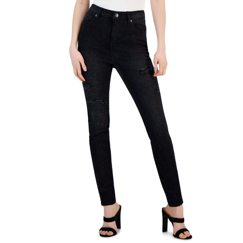 Women's Animal Print High-Rise Ripped Jeans
